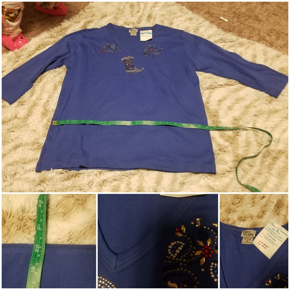 Isaac designs xl cowgirl 3/4 sleeve Beaded shirt